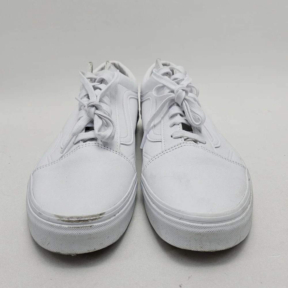 Vans Old Skool Triple White Leather Low Top Sneakers Mens 12 721356